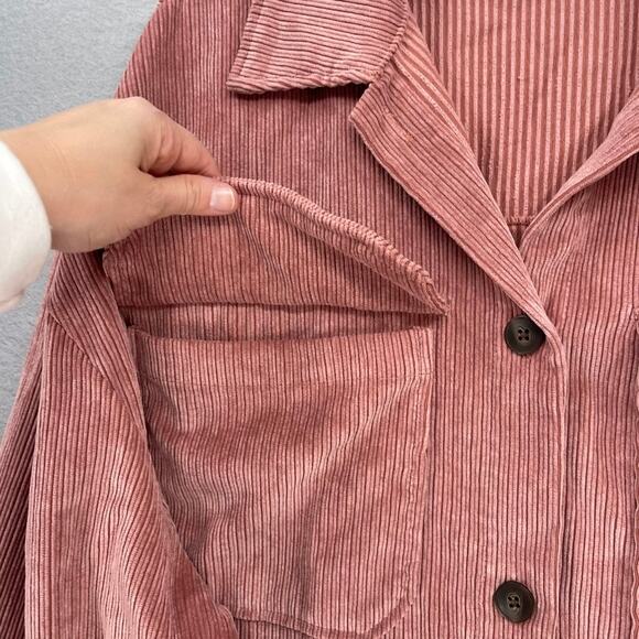 Ci Sono Shacket Womens Large Pink Corduroy Oversized Shirt Jacket Casual Comfy - Picture 6 of 9
